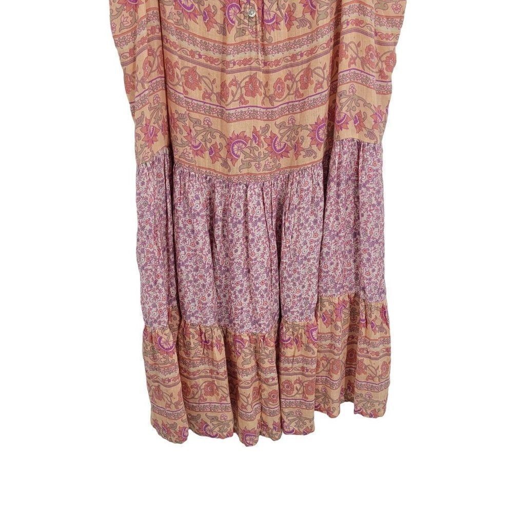 Lucky Brand Festival Boho Oversized Tiered Ruffle Baby Doll Dress Sz L‎ Pink - Picture 7 of 12
